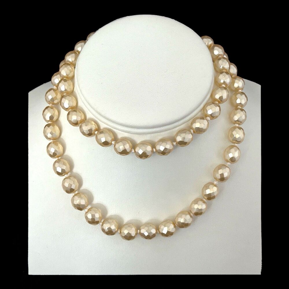 Vintage 1990s Joan Rivers Necklace Czech Glass Faceted Beads - 2Y